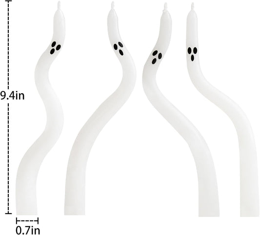 Halloween Decorations Indoor - 4 Pack Cute Ghost Taper Candles