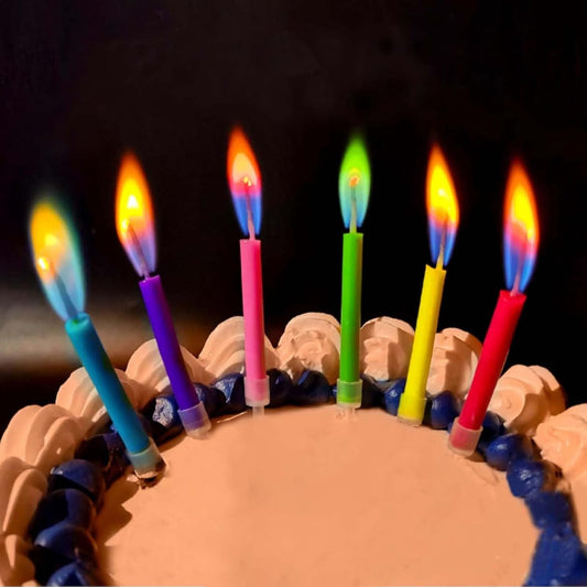 Colorflame Multicolor Birthday Cake Candles Happy Birthday Candles Colorful Candles Holders Party Gathering, Unscented (12pcs)