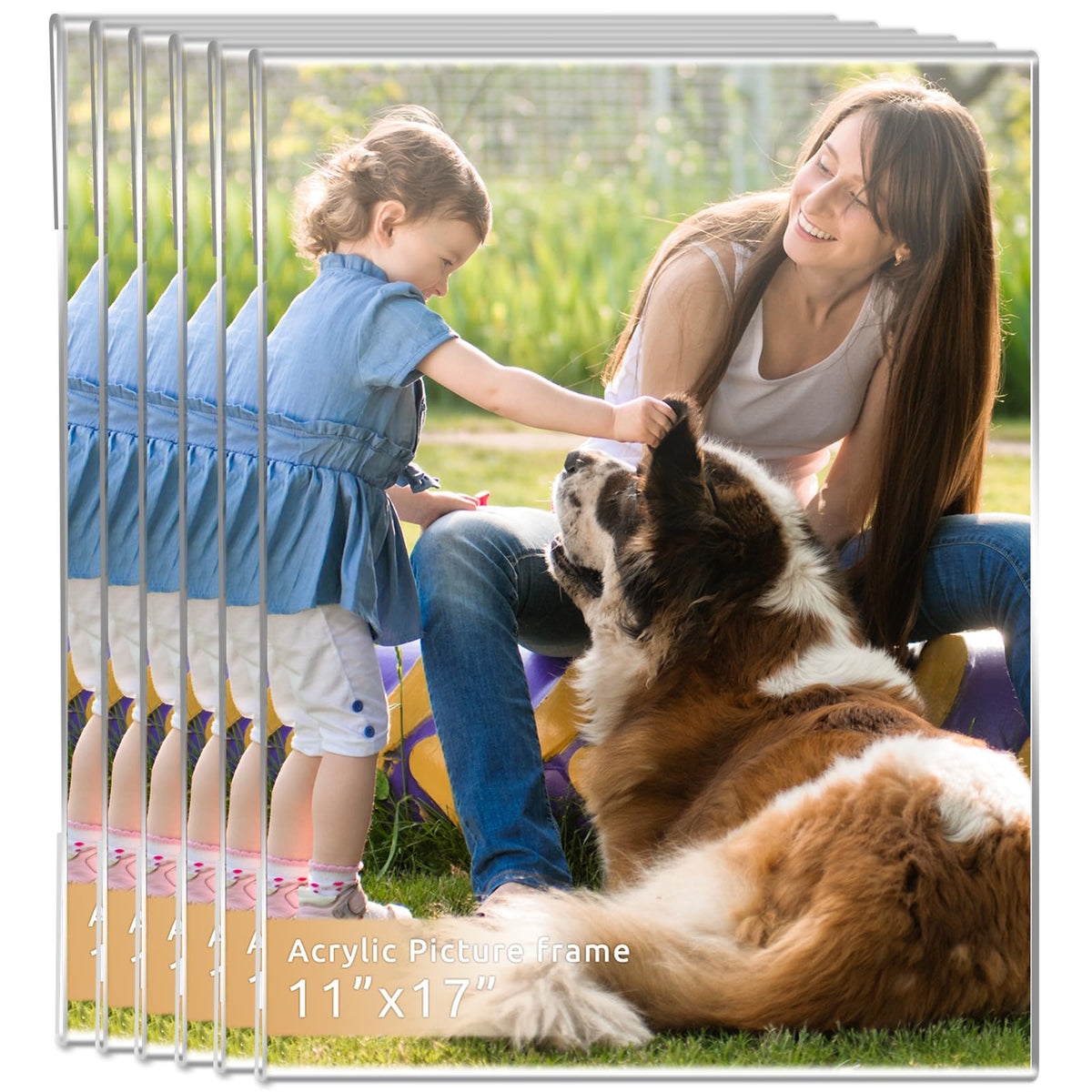 DZZ 5x7 Acrylic Photo Frame, Clear Photo Frame Display 5x7 Pictures, Wall Mounted Clear Picture Frame for Home, School, Office, Vertical, Set of 6