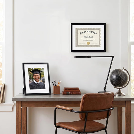 Fixwal 8.5x11 Picture Frame Set of 6 with Plastic Cover, PVC, Black