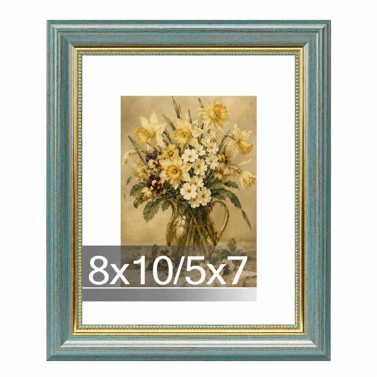 8x10 Picture Frame Black with 5x7 Mat, Elegant Photo Frame with Gold Accent, 8 by 10 Frame with Plexiglass for Tabletop or Wall Display, Black