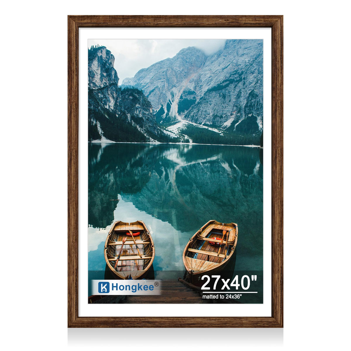 Hongkee 4x6 Picture Frame with Real Glass Wood Frame, 1 Pack (Mat 3.5x5)