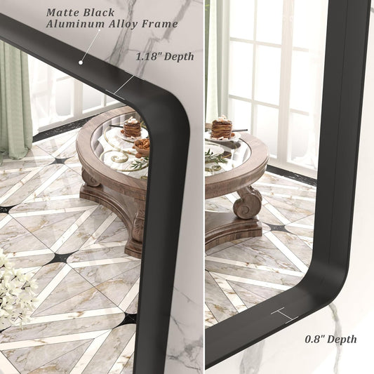 30x36 Inch Matte Black Bathroom Mirror for Wall