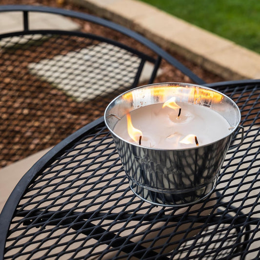 TIKI Citronella Candle Bucket for Outdoors, Triple-Wick Galvanized Metal