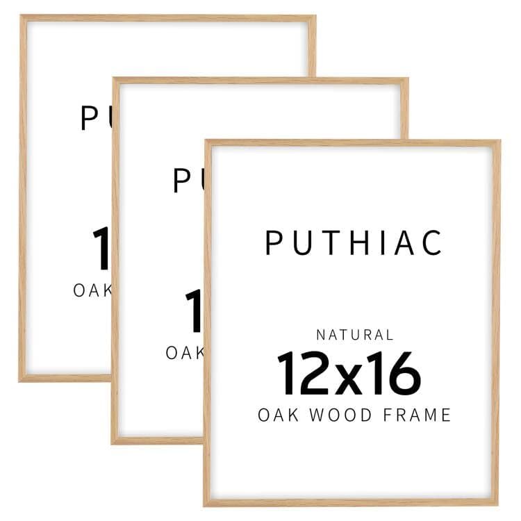 puthiac 11x14 Solid Oak Wood Picture Frame, Natural Oak, 1 Pack