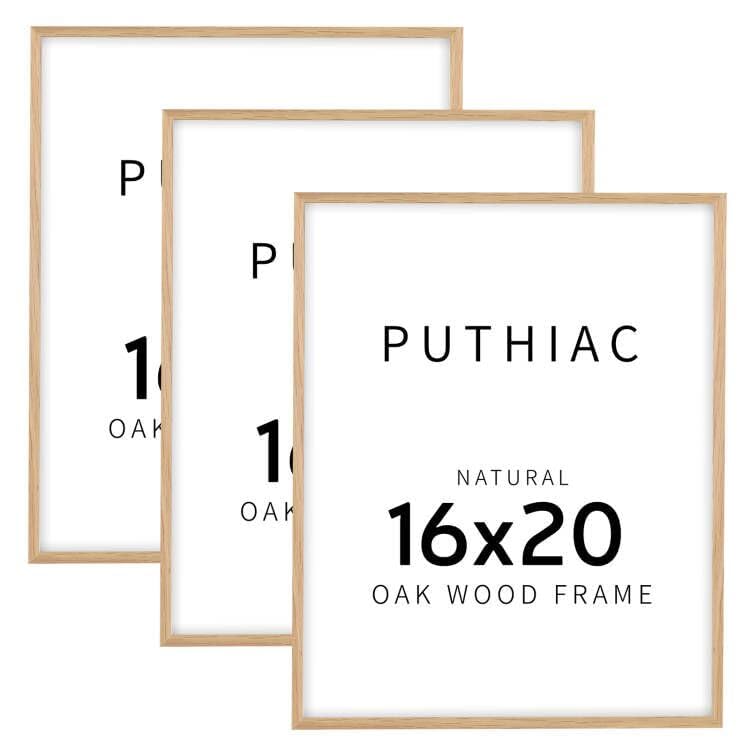 puthiac 11x14 Solid Oak Wood Picture Frame, Natural Oak, 1 Pack