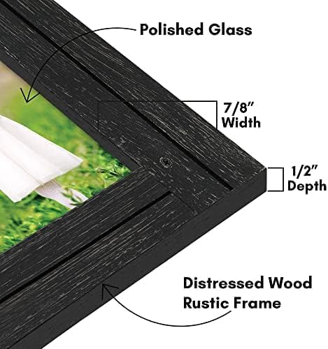 Americanflat 5x7 Picture Frame - Distressed Wood - Charcoal Black