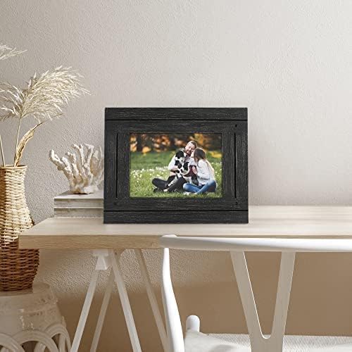 Americanflat 5x7 Picture Frame - Distressed Wood - Charcoal Black