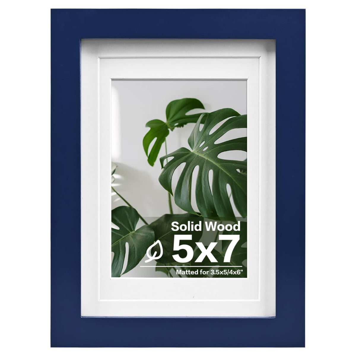 Egofine 11x14 Picture Frame Made of Solid Wood Covered by Plexiglass, Display Pictures 5x7/8x10 with Mat or 11x14 Without Mat for Table Top Display and Wall Mounting Photo Frame, Navy Blue
