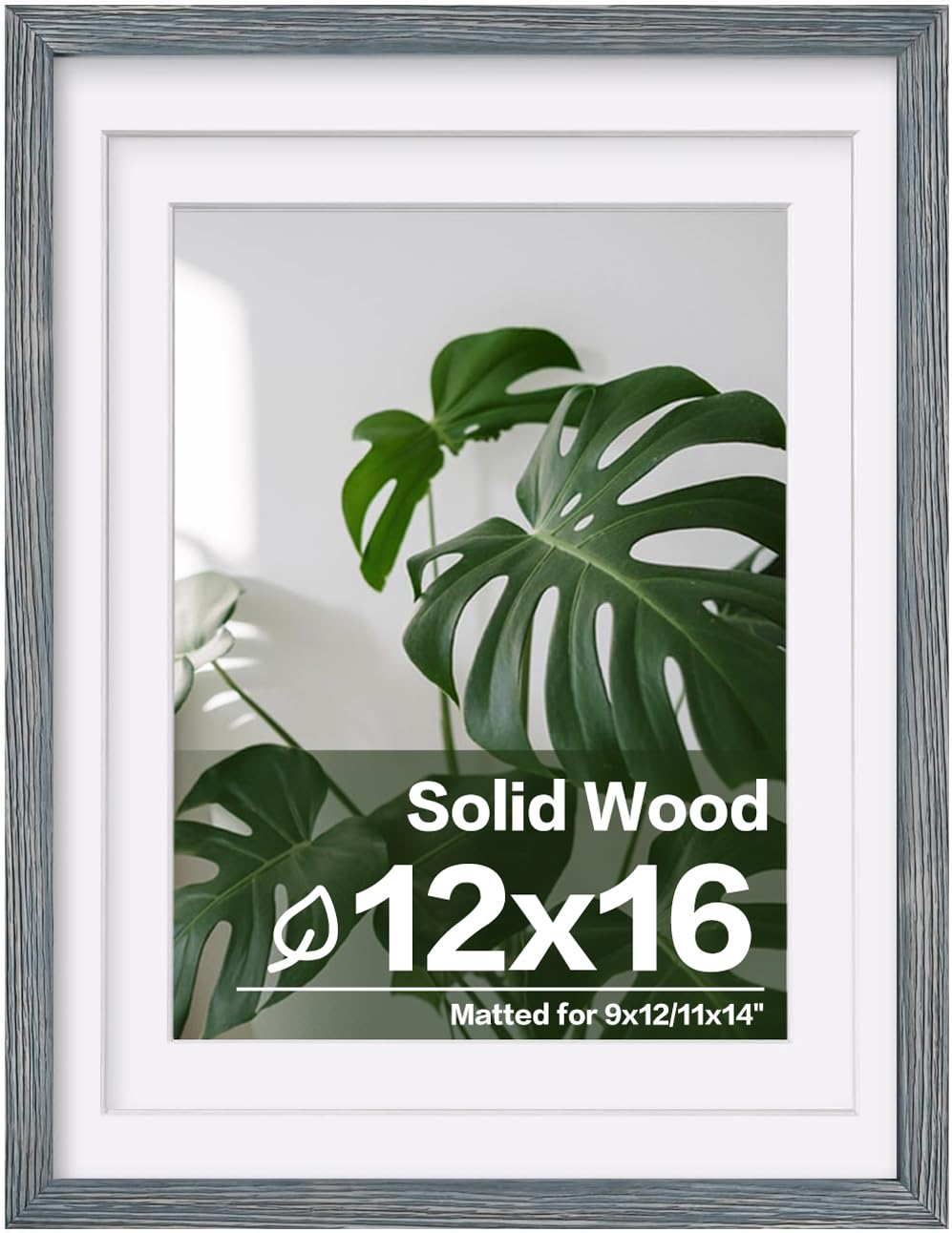 Egofine 11x14 Picture Frame Made of Solid Wood Covered by Plexiglass, Display Pictures 5x7/8x10 with Mat or 11x14 Without Mat for Table Top Display and Wall Mounting Photo Frame, Navy Blue