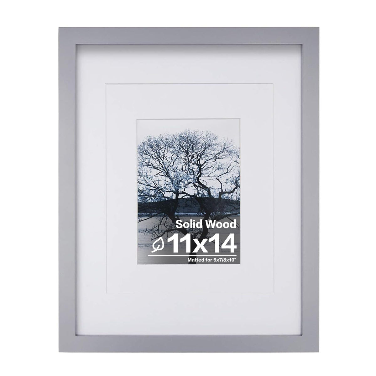 Egofine 11x14 Picture Frame Made of Solid Wood Covered by Plexiglass, Display Pictures 5x7/8x10 with Mat or 11x14 Without Mat for Table Top Display and Wall Mounting Photo Frame, Navy Blue