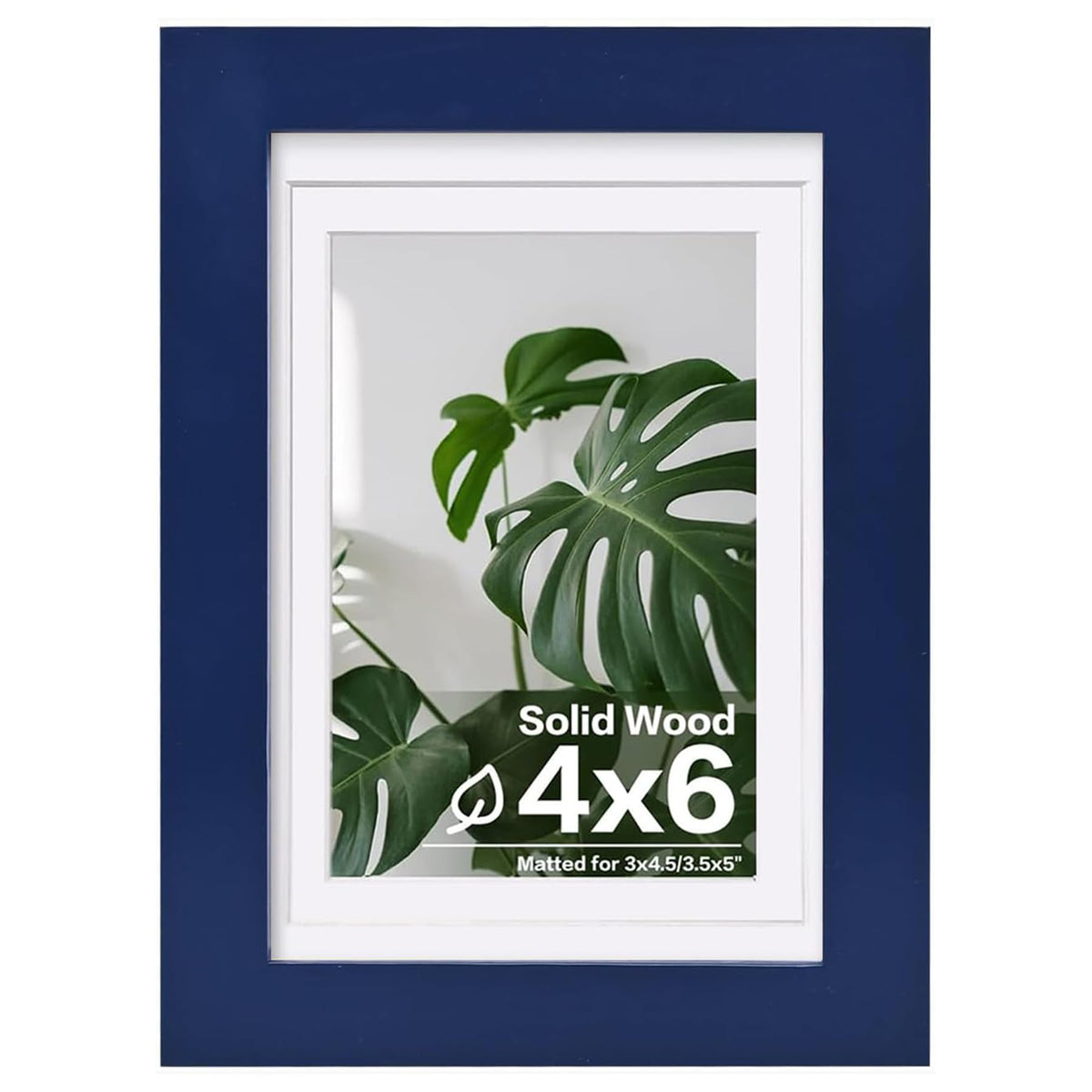 Egofine 11x14 Picture Frame Made of Solid Wood Covered by Plexiglass, Display Pictures 5x7/8x10 with Mat or 11x14 Without Mat for Table Top Display and Wall Mounting Photo Frame, Navy Blue