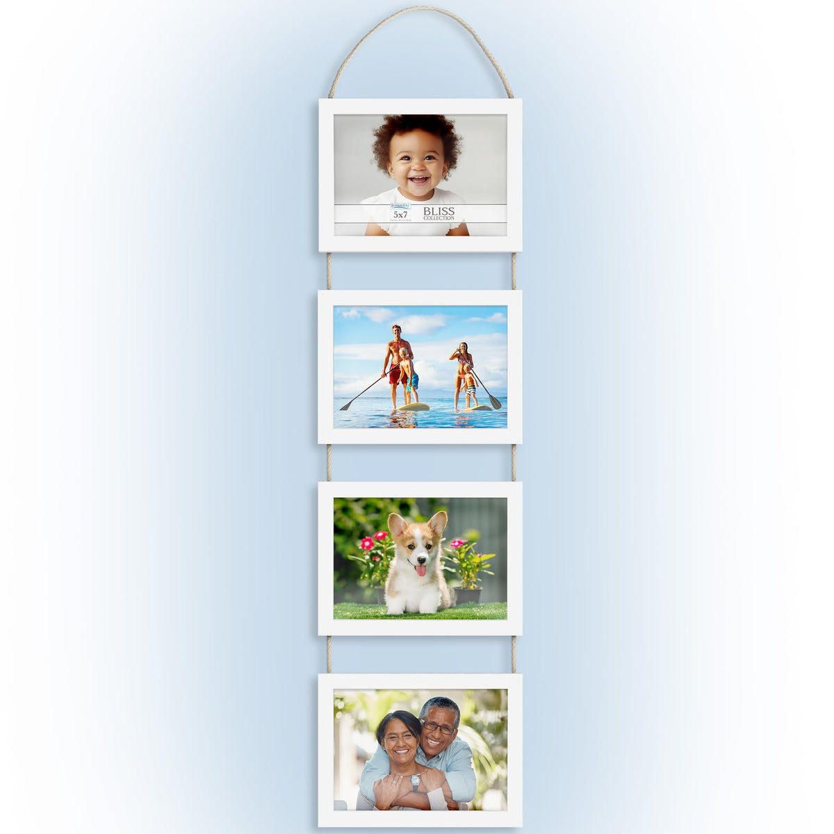 4x6 Wall Hanging Picture Frame 4 Opening Collage, Rustic Brown, Bliss