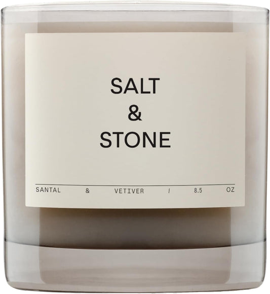 Salt & Stone Coconut & Soy Blend Scented Candle, Santal & Vetiver 8.5 oz