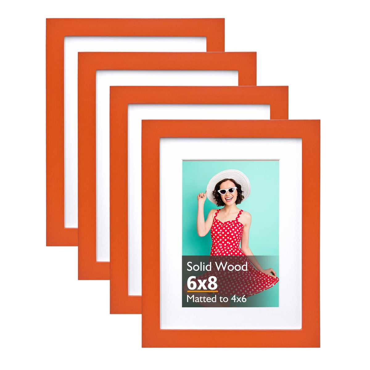 KINLINK 4x6 Frame Black, Solid Wood 4 x 6 Picture Frame with Acrylic Plexiglass for 3.5x5 with Mat, Tabletop and Wall Display Photo Frames 4x6 Black, 4 Pack