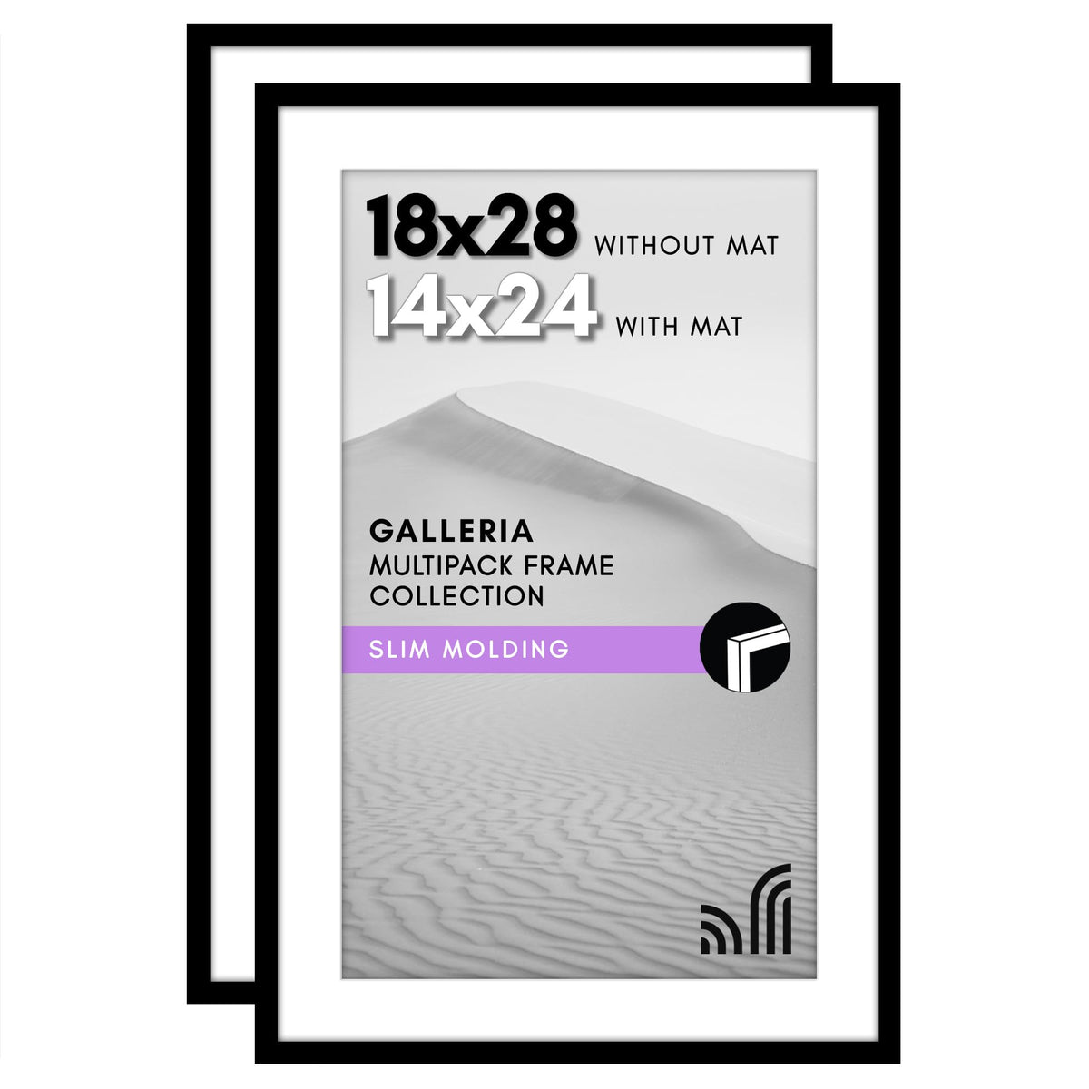 Americanflat 12x16 Picture Frame 2-Pack - Matted to 9x12 - White
