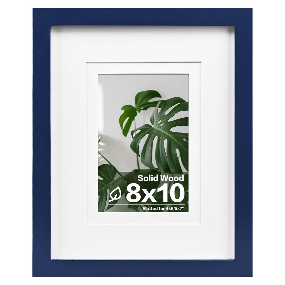 Egofine 11x14 Picture Frame Made of Solid Wood Covered by Plexiglass, Display Pictures 5x7/8x10 with Mat or 11x14 Without Mat for Table Top Display and Wall Mounting Photo Frame, Navy Blue