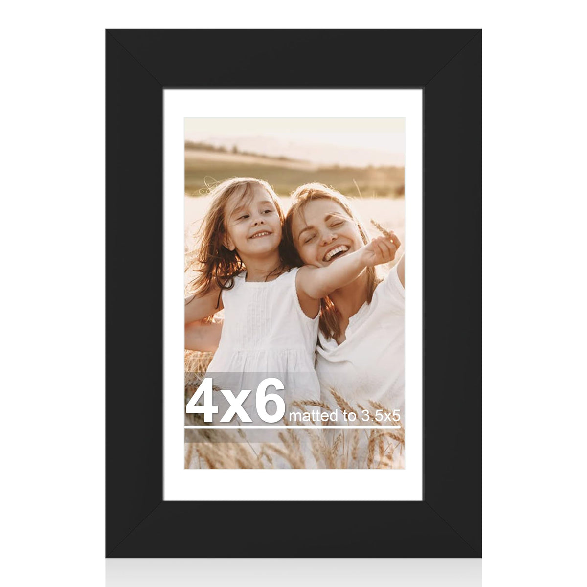 Hongkee 4x6 Picture Frame with Real Glass Wood Frame, 1 Pack (Mat 3.5x5)
