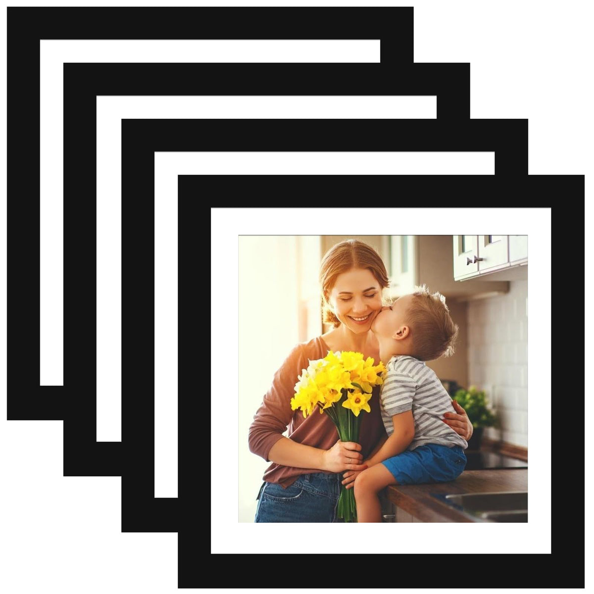 SESEAT 8x10 Picture Frames Rustic Brown with Mat Photo Frames 4 Packs for Tabletop or Wall