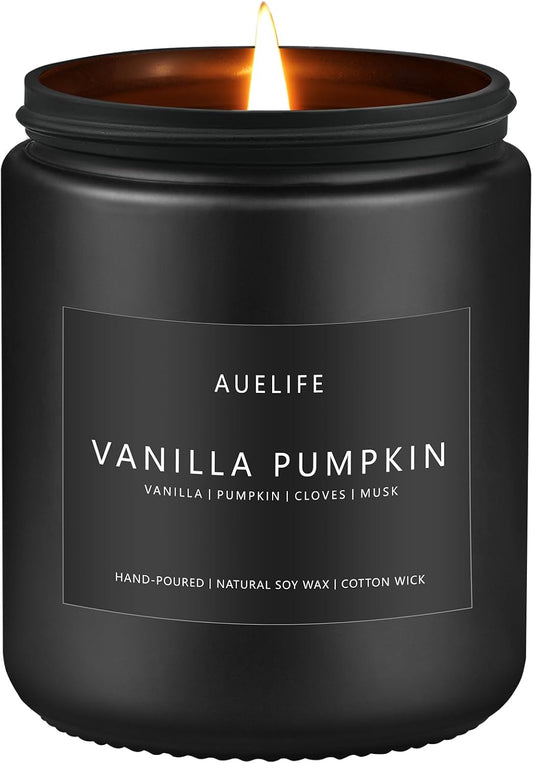 Auelife Fall Candle, Vanilla Pumpkin Scented for Home, Soy Wax