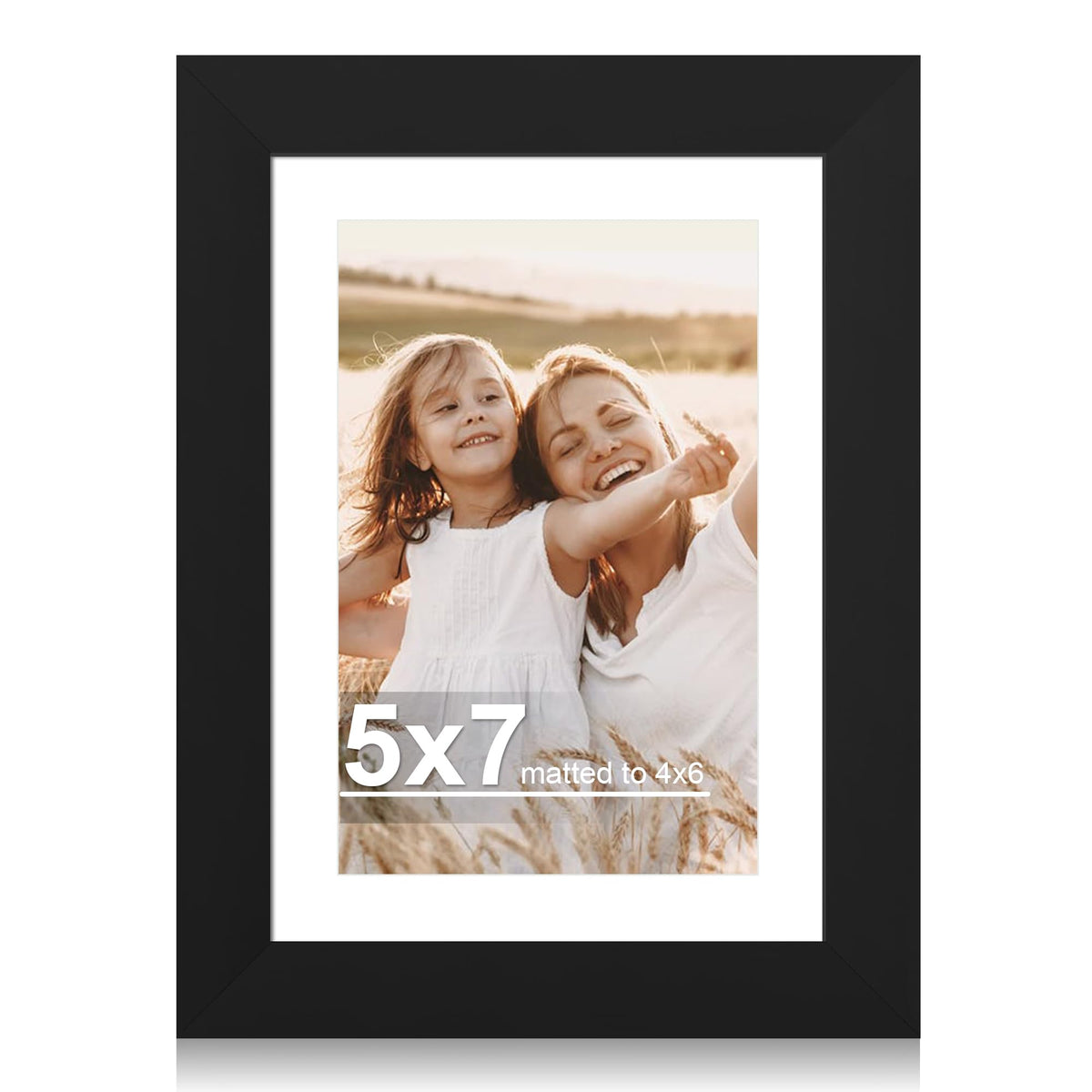 Hongkee 4x6 Picture Frame with Real Glass Wood Frame, 1 Pack (Mat 3.5x5)