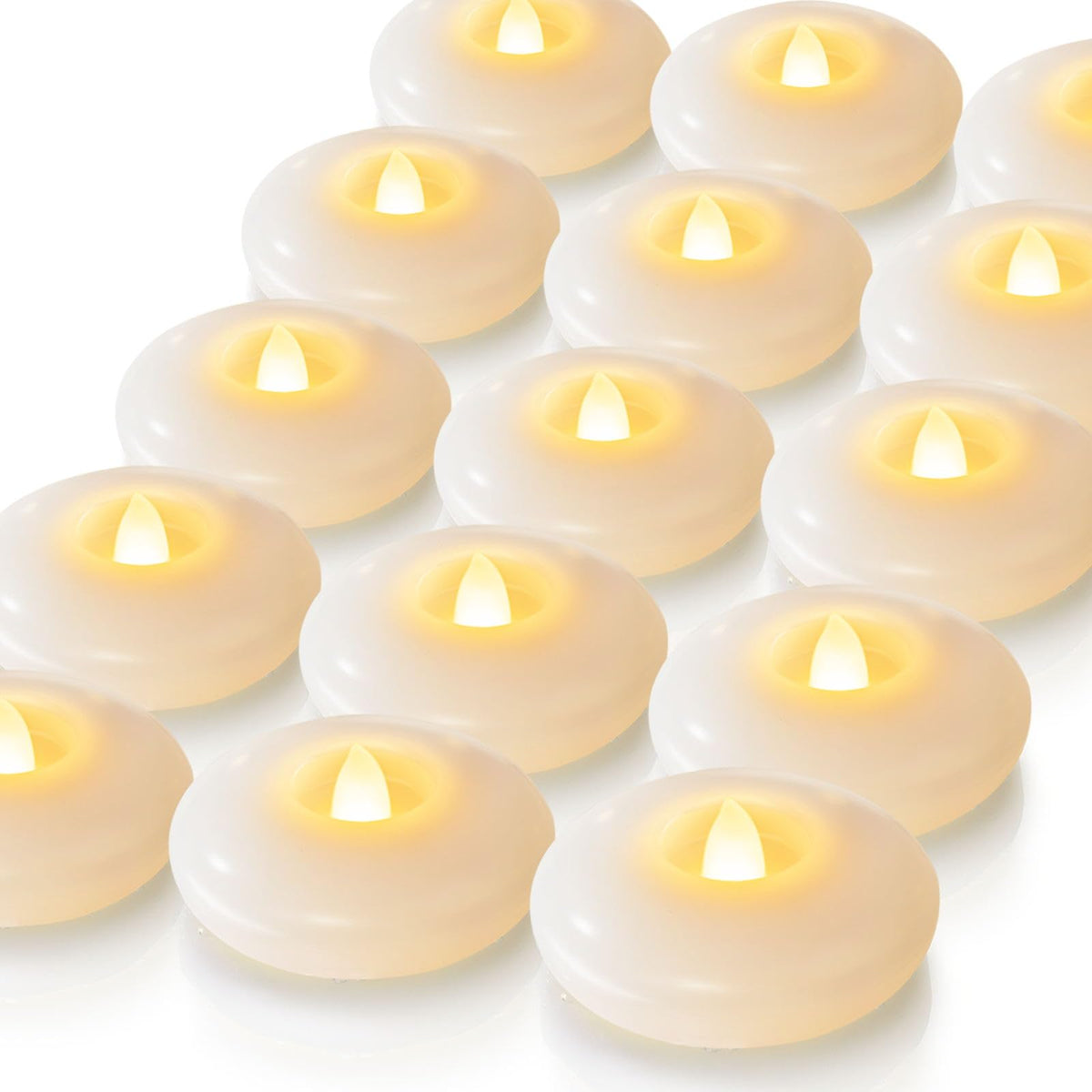 Homemory 24Pack 3" White Flameless Floating LED Candle, Waterproof Tealight