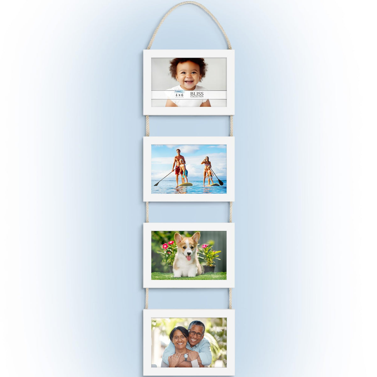 4x6 Wall Hanging Picture Frame 4 Opening Collage, Rustic Brown, Bliss