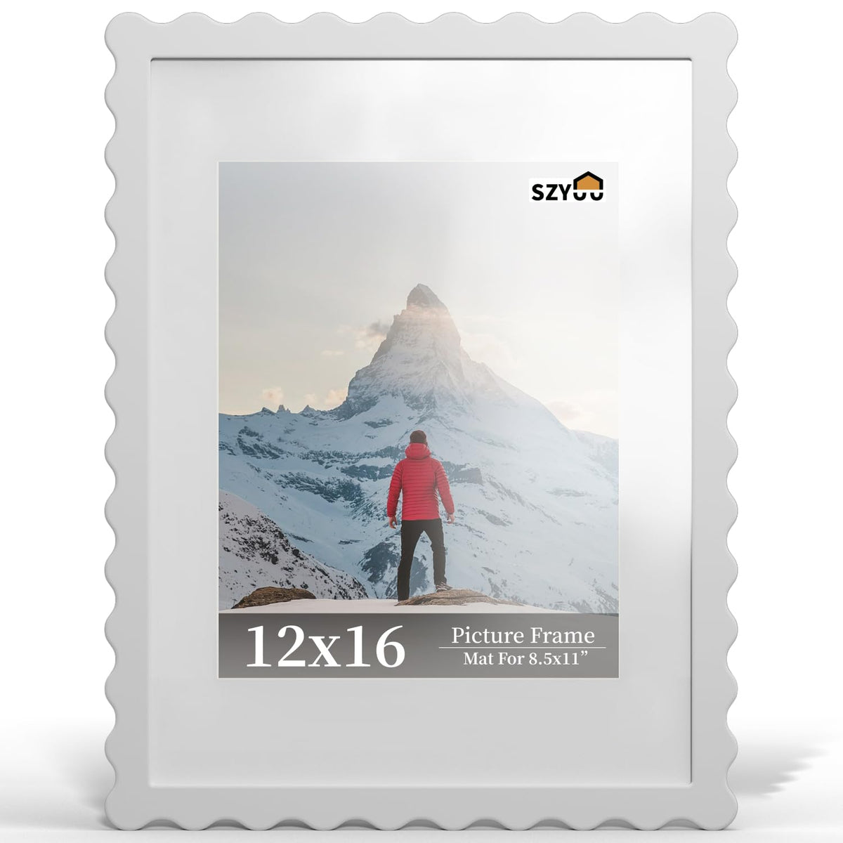 6x8 Wavy Picture Frame with Real Glass, Tabletop & Wall Mount