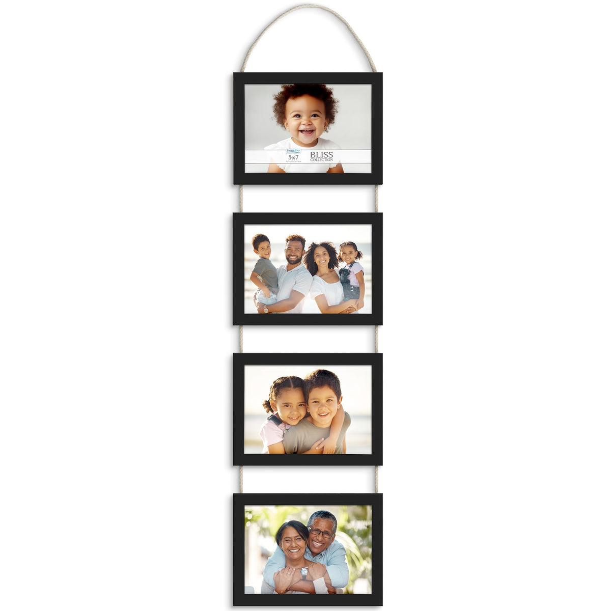 4x6 Wall Hanging Picture Frame 4 Opening Collage, Rustic Brown, Bliss