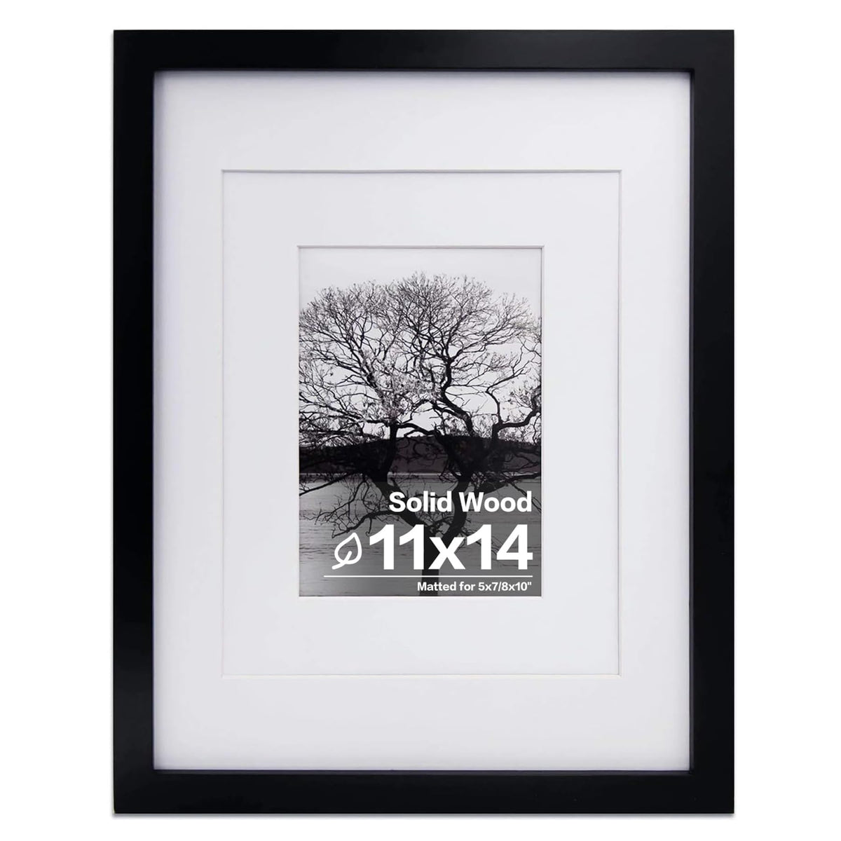 Egofine 11x14 Picture Frame Made of Solid Wood Covered by Plexiglass, Display Pictures 5x7/8x10 with Mat or 11x14 Without Mat for Table Top Display and Wall Mounting Photo Frame, Navy Blue