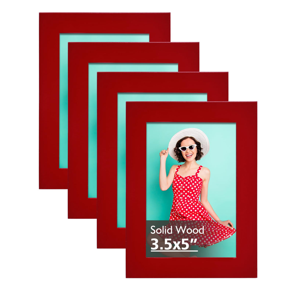 KINLINK 4x6 Frame Black, Solid Wood 4 x 6 Picture Frame with Acrylic Plexiglass for 3.5x5 with Mat, Tabletop and Wall Display Photo Frames 4x6 Black, 4 Pack
