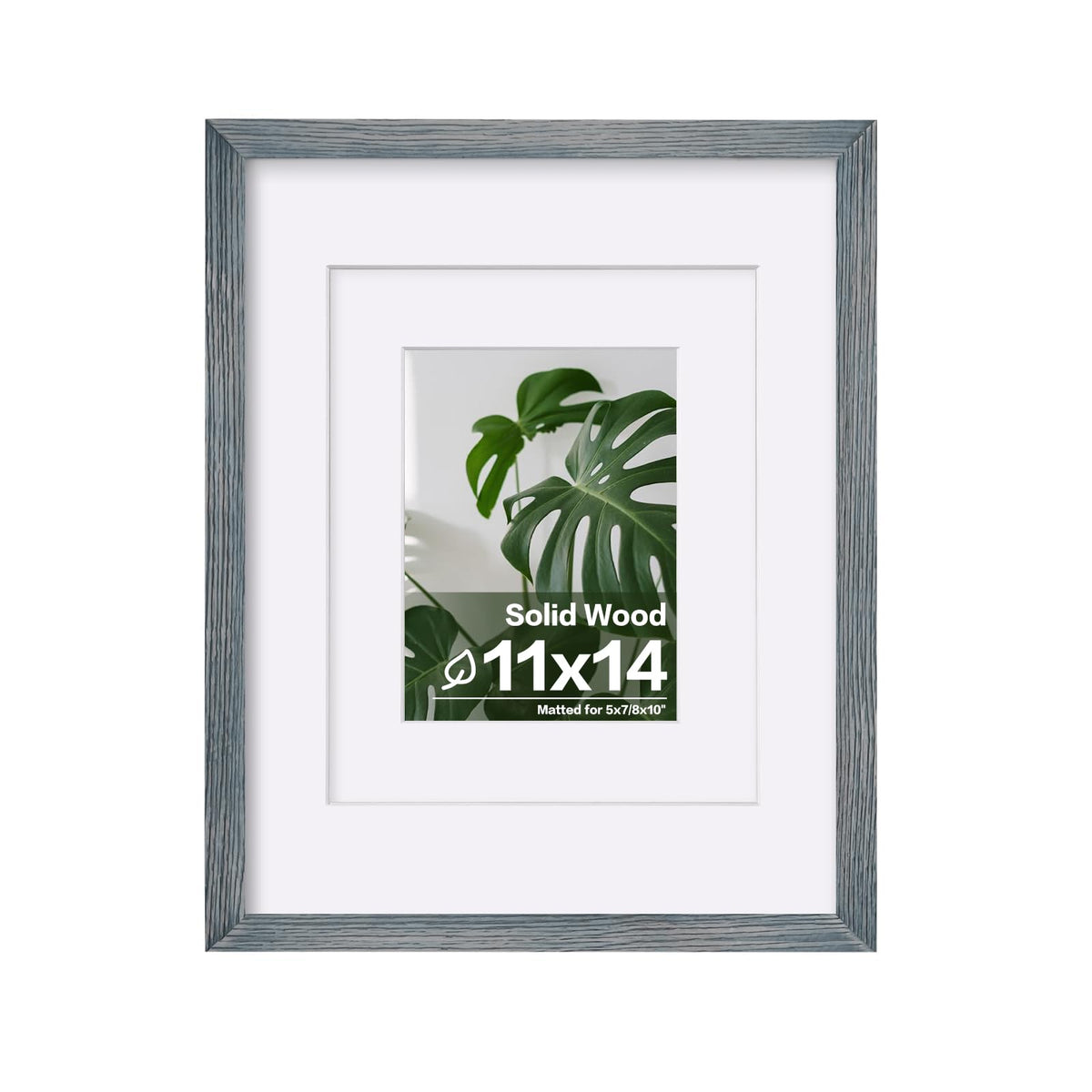 Egofine 11x14 Picture Frame Made of Solid Wood Covered by Plexiglass, Display Pictures 5x7/8x10 with Mat or 11x14 Without Mat for Table Top Display and Wall Mounting Photo Frame, Navy Blue