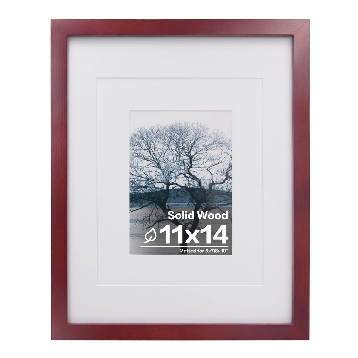 Egofine 11x14 Picture Frame Made of Solid Wood Covered by Plexiglass, Display Pictures 5x7/8x10 with Mat or 11x14 Without Mat for Table Top Display and Wall Mounting Photo Frame, Navy Blue