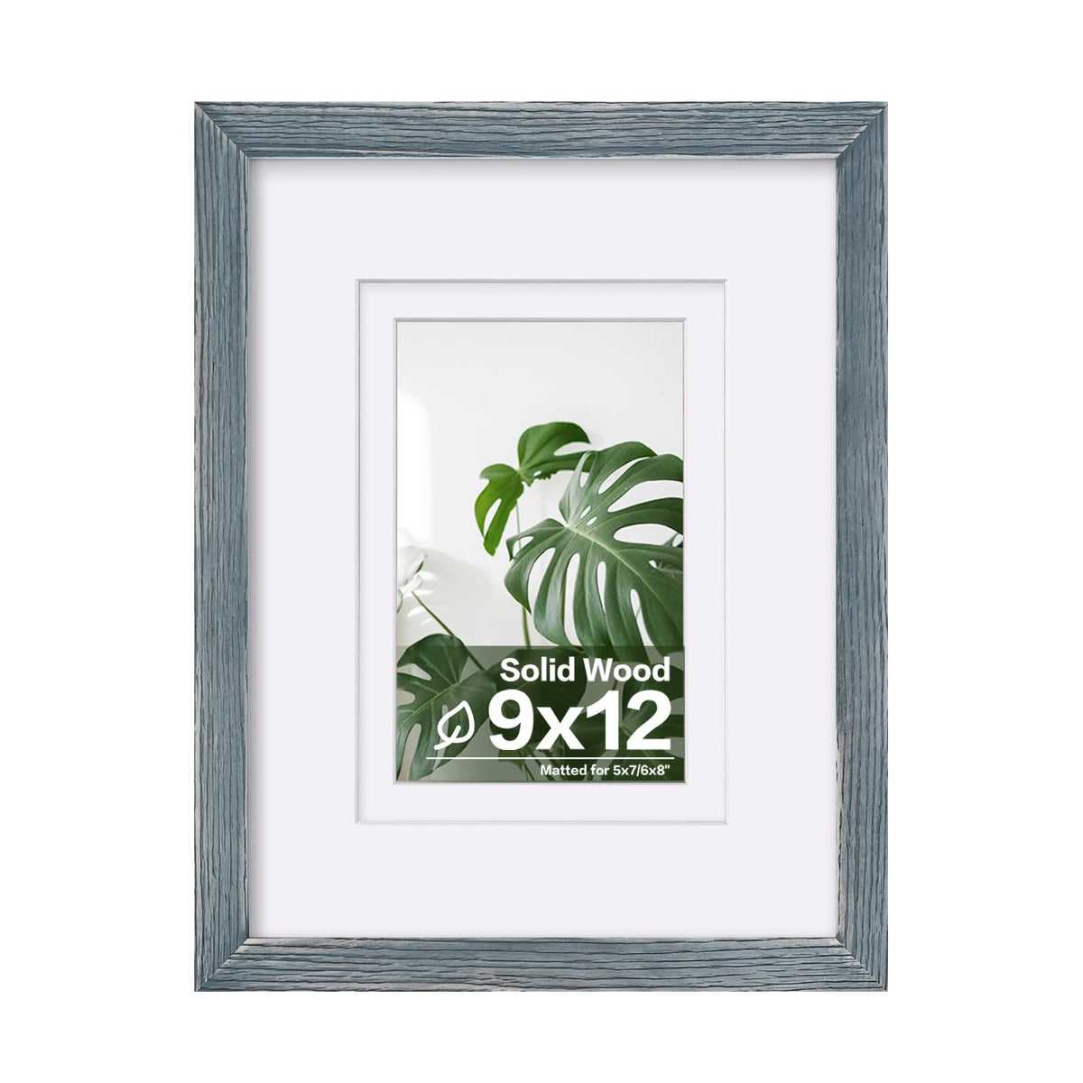 Egofine 11x14 Picture Frame Made of Solid Wood Covered by Plexiglass, Display Pictures 5x7/8x10 with Mat or 11x14 Without Mat for Table Top Display and Wall Mounting Photo Frame, Navy Blue