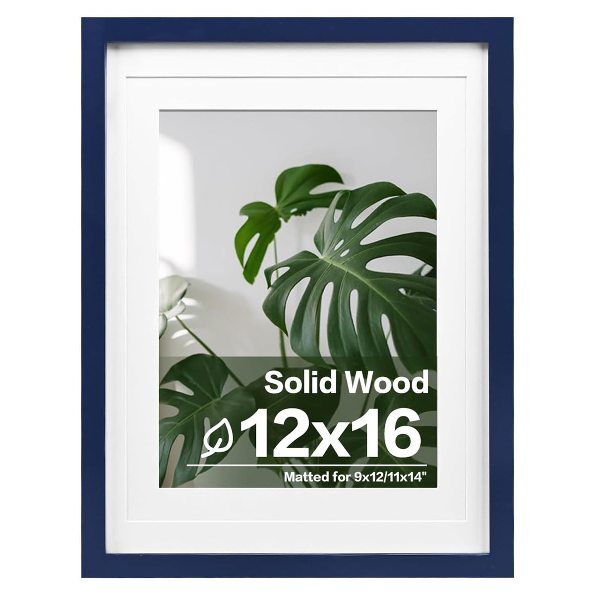 Egofine 11x14 Picture Frame Made of Solid Wood Covered by Plexiglass, Display Pictures 5x7/8x10 with Mat or 11x14 Without Mat for Table Top Display and Wall Mounting Photo Frame, Navy Blue
