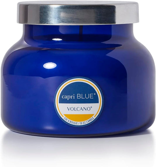 Capri Blue Volcano Scented Candles - Luxury Glass Jar Candles for Home Scented with Tropical Fruit & Sugared Citrus - Soy Wax Blend - Blue Color (19 oz)
