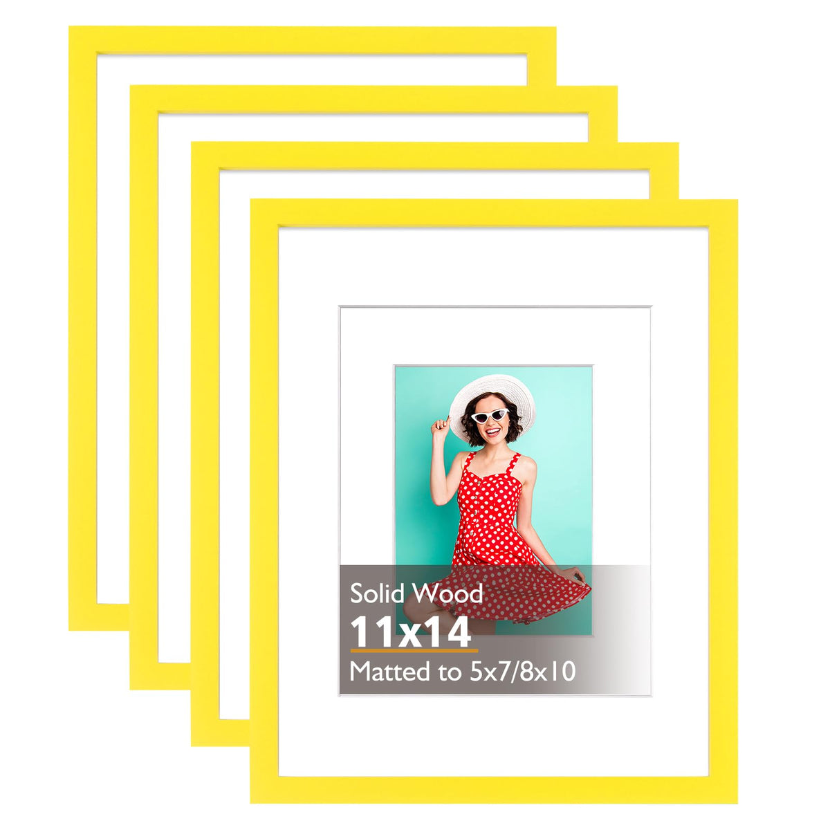 KINLINK 4x6 Frame Black, Solid Wood 4 x 6 Picture Frame with Acrylic Plexiglass for 3.5x5 with Mat, Tabletop and Wall Display Photo Frames 4x6 Black, 4 Pack