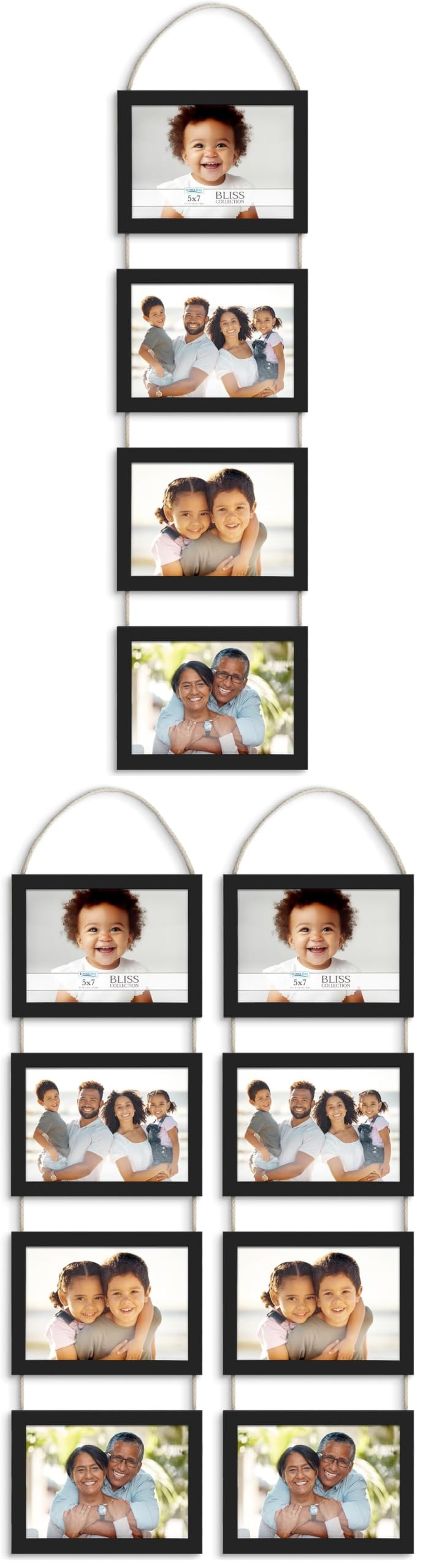 4x6 Wall Hanging Picture Frame 4 Opening Collage, Rustic Brown, Bliss