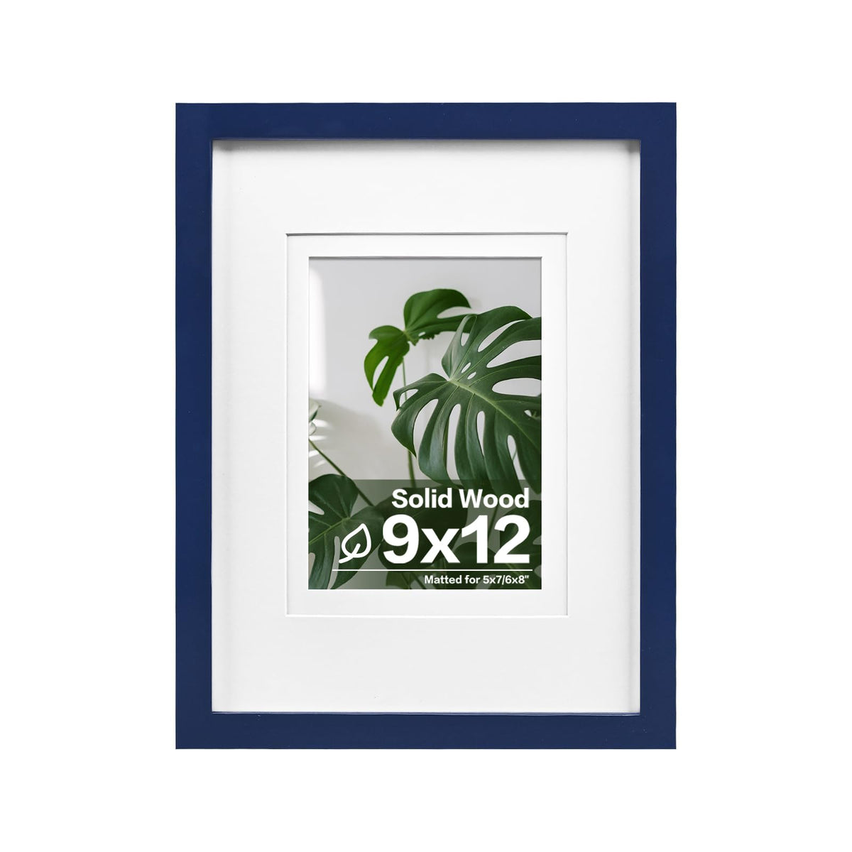 Egofine 11x14 Picture Frame Made of Solid Wood Covered by Plexiglass, Display Pictures 5x7/8x10 with Mat or 11x14 Without Mat for Table Top Display and Wall Mounting Photo Frame, Navy Blue