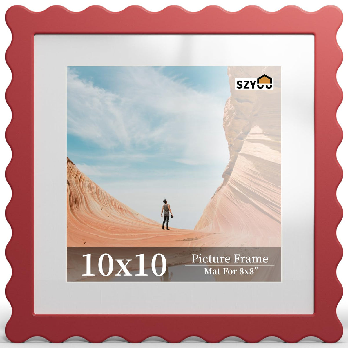 6x8 Wavy Picture Frame with Real Glass, Tabletop & Wall Mount