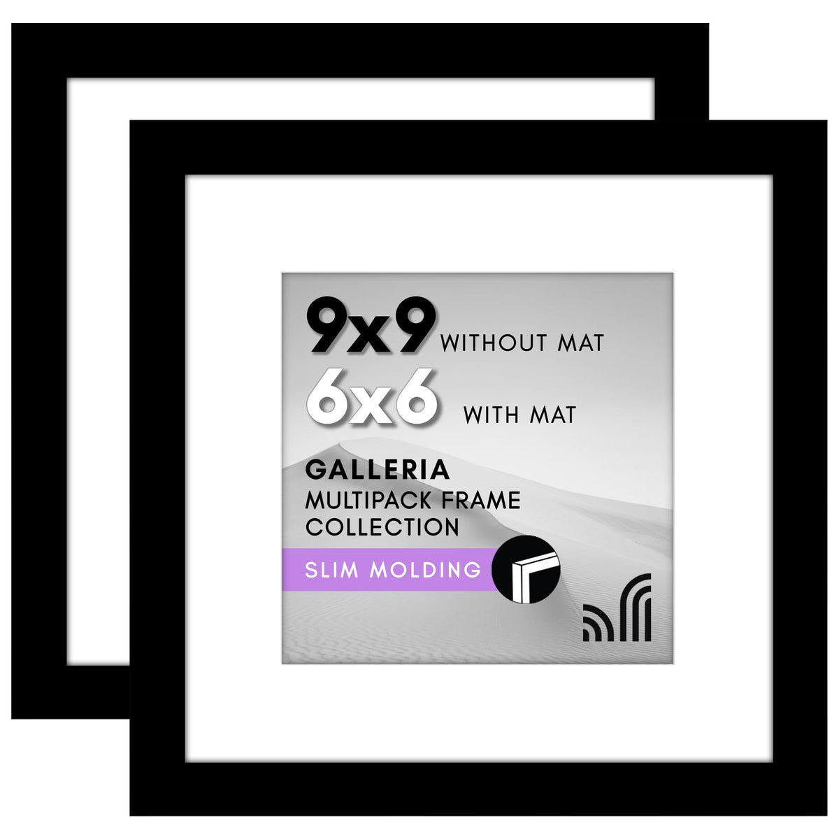 Americanflat 12x16 Picture Frame 2-Pack - Matted to 9x12 - White