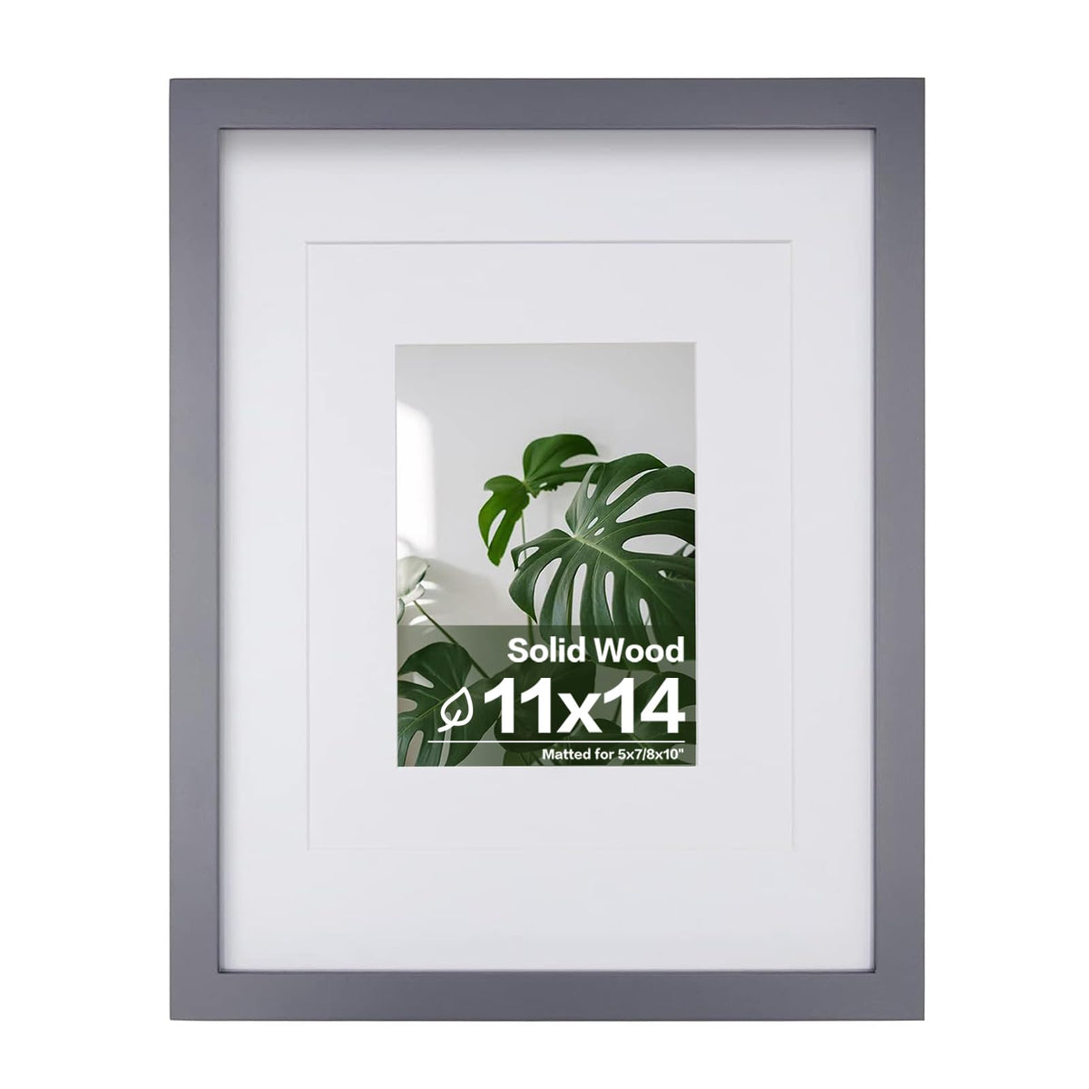Egofine 11x14 Picture Frame Made of Solid Wood Covered by Plexiglass, Display Pictures 5x7/8x10 with Mat or 11x14 Without Mat for Table Top Display and Wall Mounting Photo Frame, Navy Blue