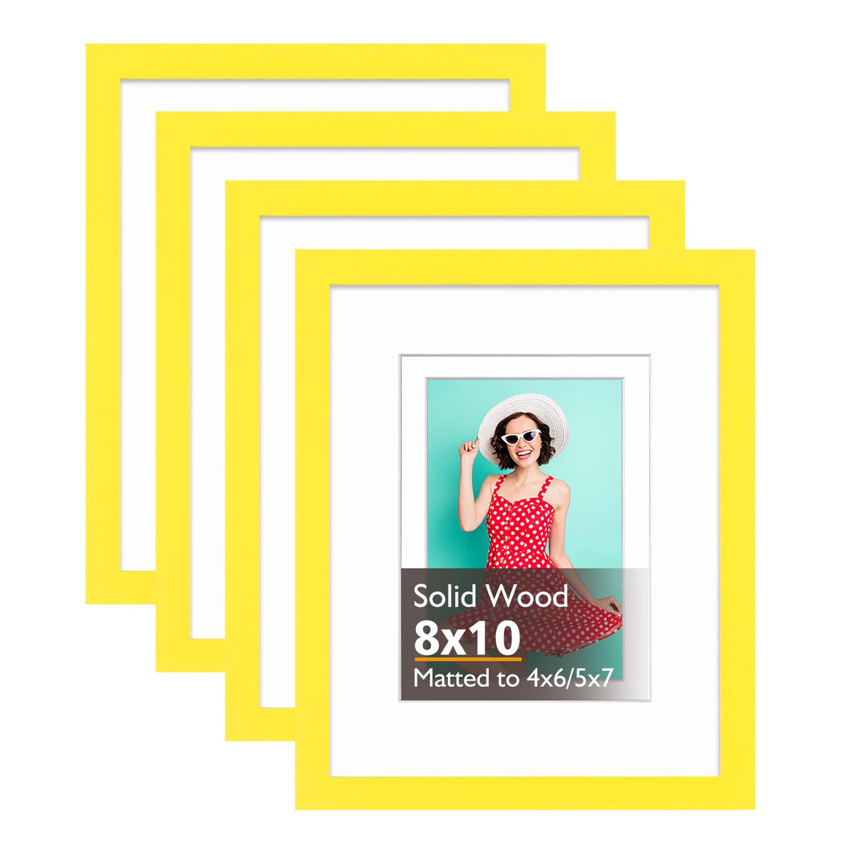 KINLINK 4x6 Frame Black, Solid Wood 4 x 6 Picture Frame with Acrylic Plexiglass for 3.5x5 with Mat, Tabletop and Wall Display Photo Frames 4x6 Black, 4 Pack