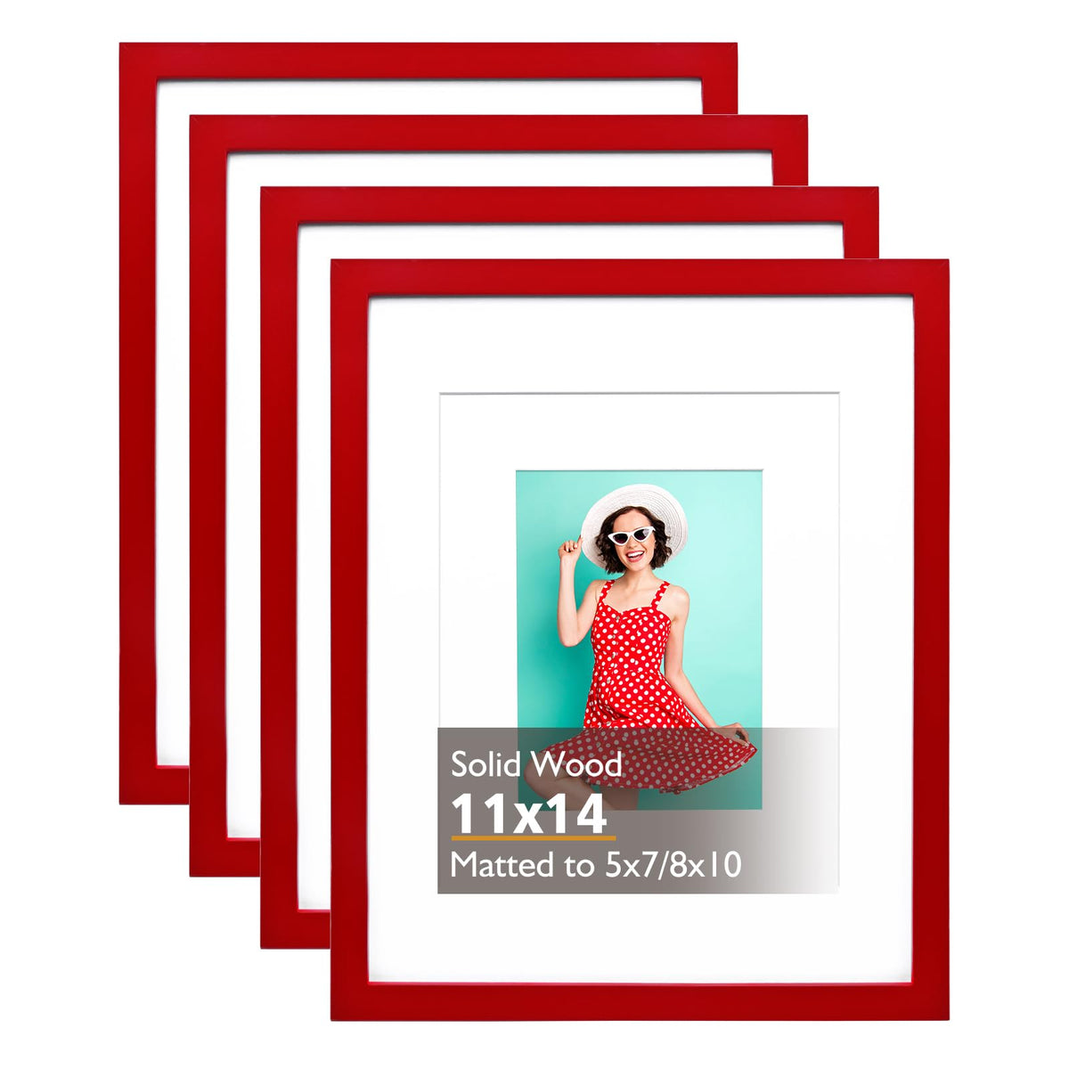 KINLINK 4x6 Frame Black, Solid Wood 4 x 6 Picture Frame with Acrylic Plexiglass for 3.5x5 with Mat, Tabletop and Wall Display Photo Frames 4x6 Black, 4 Pack