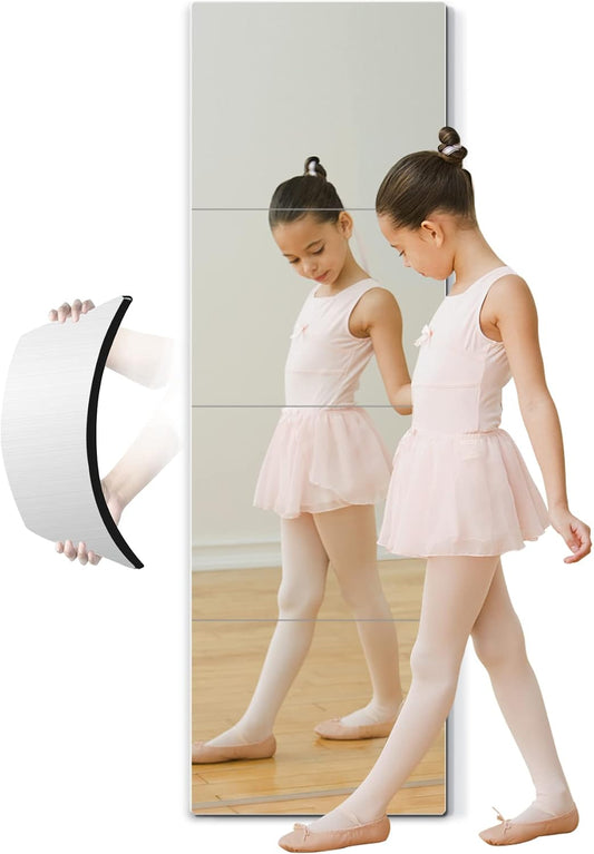 Full Length Mirror for Kids Safety Shatterproof Mirror, Plastic Wall Mirrors, Made Of Acrylic Plexiglass Mirrors, 4 Pcs 12"x12", Long Bedroom Door Closet Mirror's, Workout For Home Gym Body Mirror's