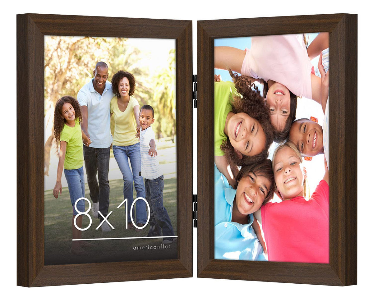 Americanflat 4x6 Double Hinged Triple Picture Frame - Black