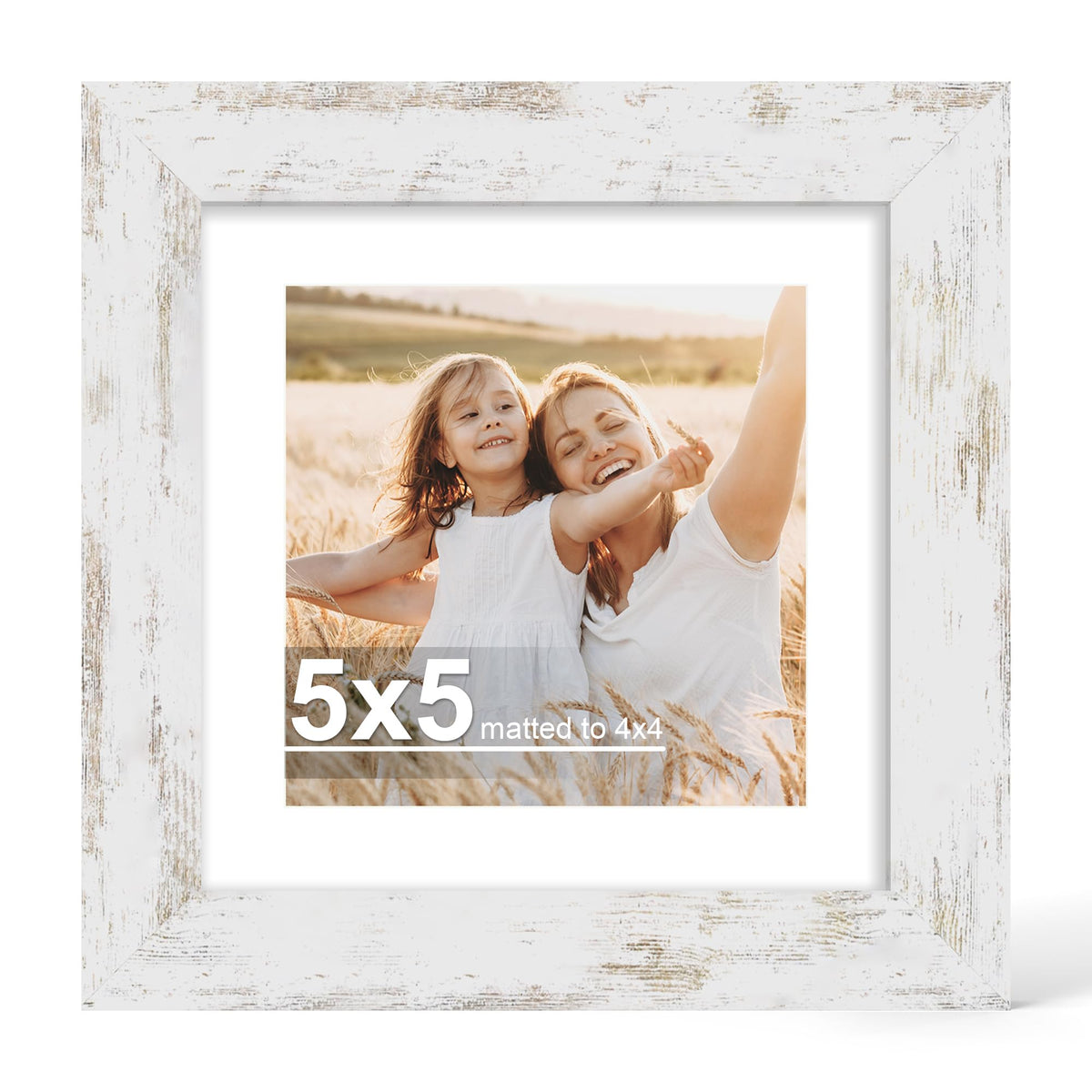 Hongkee 4x6 Picture Frame with Real Glass Wood Frame, 1 Pack (Mat 3.5x5)
