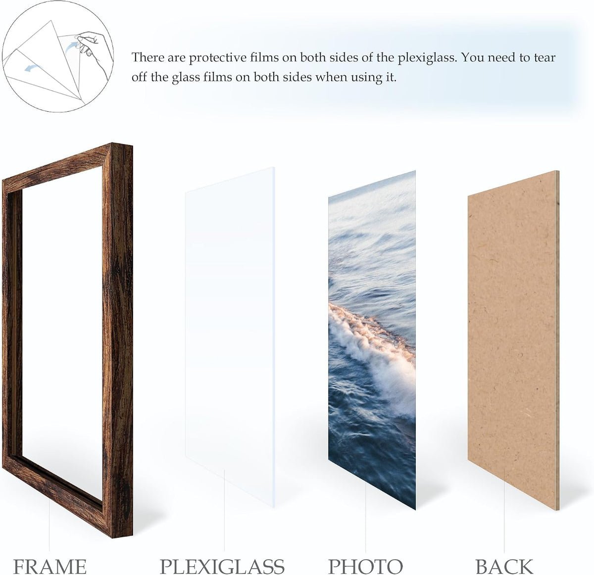 12x16 Picture Frame Brown, Classic Poster Frame for Wall Mounting