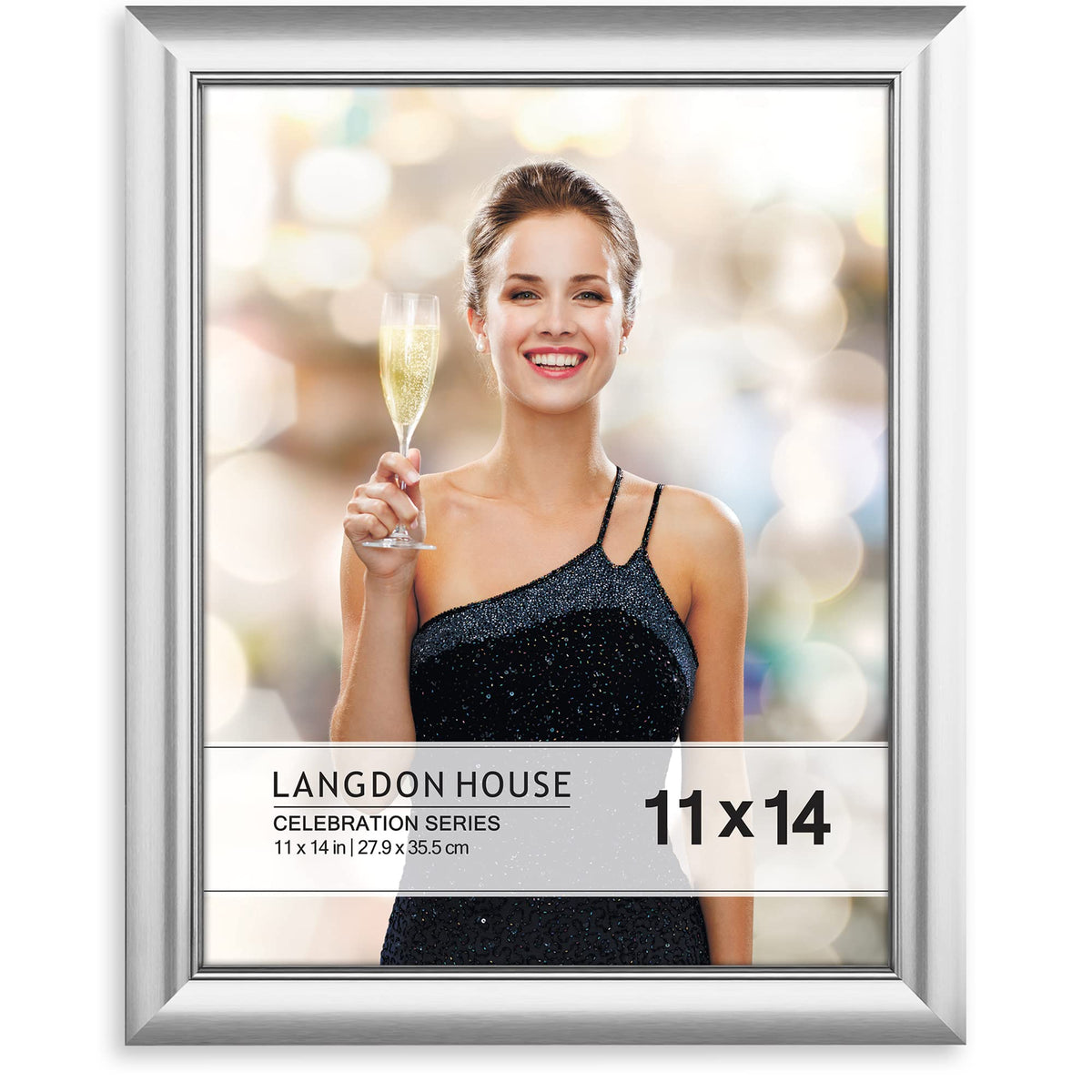 Langdon House - 8x10 Silver Picture Frame - Contemporary Glam Frame