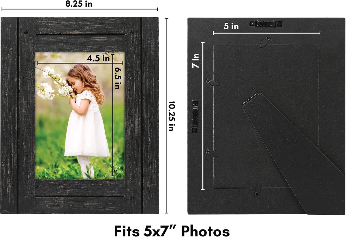 Americanflat 5x7 Picture Frame - Distressed Wood - Charcoal Black